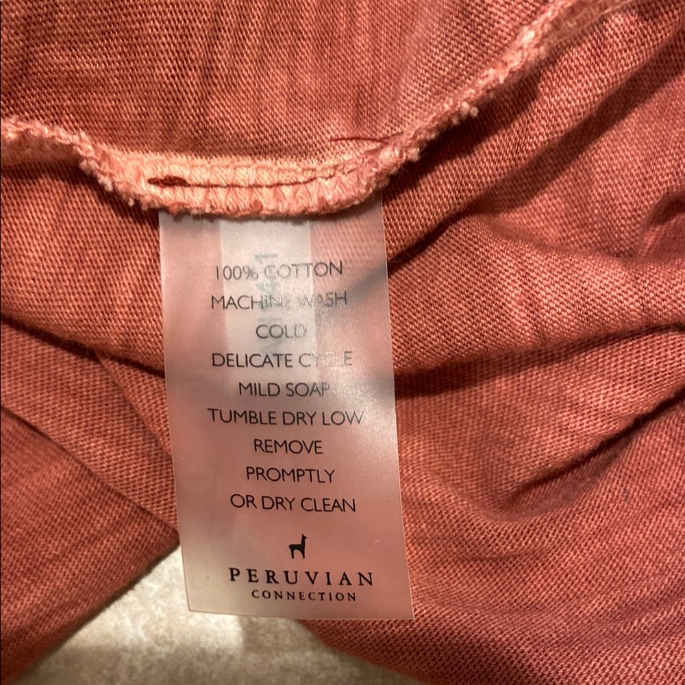 Women's V-Neck Long Sleeve Top - Rust Peruvian Connection - Picture 5 of 7